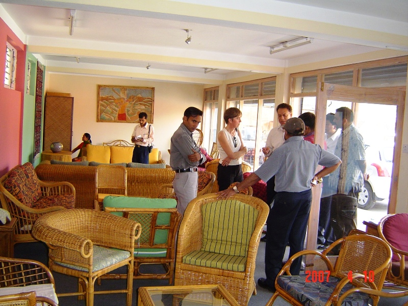 Participants visit bamboo furniture company.
